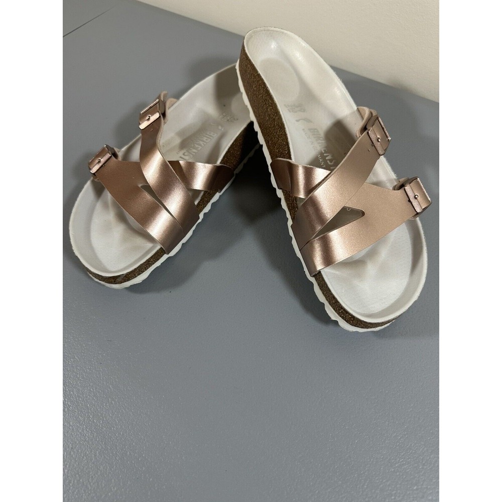 Birkenstock Women's Yao Lux Birko-Flor Metallic Copper Sz 39